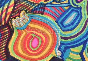 Lisziák Elek (1939-2007): Kompozíció. Vegyes technika, papír, jelezve jobbra lent, hátoldalán felira...