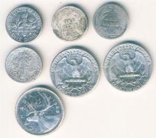 USA 1902-1963. 4 klf évszámú 10c Ag + 2 klf évszámú 1/4$ Ag + Kanada 1968. 25c Ag T:2,3,4