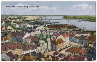 1930 Pozsony, Pressburg, Bratislava; látkép, zsinagóga, híd / general view with synagogue and bridge