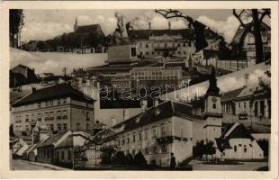 1946 Malacka, Malacky; mozaiklap zsinagógával / multi-view postcard with synagogue (kis szakadás / small tear)