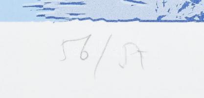 Rácmolnár Sándor (1960): Akt felhők között, 1994. Litográfia, papír, jelzett, számozott (56/57). 40×...