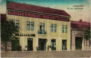 1918 Székelyhíd, Sacueni; M. kir. adóhivatal, Fisch H. divatáru üzlete / tax office, shop (EK)