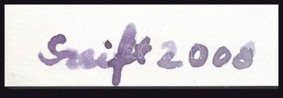 Szeift Béla (1944-2012): Dísznövény, 2008. Akvarell, papír, jelzett, hátoldalán feliratozott. 34,5x2...
