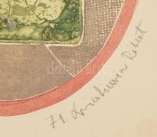 Swierkiewicz Róbert (1942-2019): Zöld emlék, 1971. Vegyes technika, papír, jelzett, próbanyomat &quo...