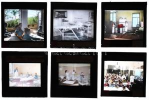 cca 1930 A Szentgotthárdi iskolaszanatóriumot bemutató 60 darabos érdekes üveg dia gyűjtemény, felir...