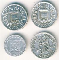 Ausztria 1925. 1/2Sch Ag (2x) T:2 + Nagy-Britannia 1944. 6p Ag T:3 + Venezuela 1946. 1/4B Ag T:3-