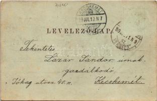 1899 (Vorläufer) Versec, Werschetz, Vrsac; Fő tér, Városház utca, este, Takarékpénztár, Joh. Dimitri...