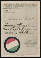 1922 Budapesti Színészek Szövetsége fényképes tagsági igazolvány Lőrinczi Vilma részére, lapok kitépve