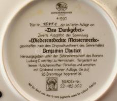 4 db porcelán dísztányér, festmények reprodukciójával, keretben, jelzett, kopásnyomokkal, d: 19cm