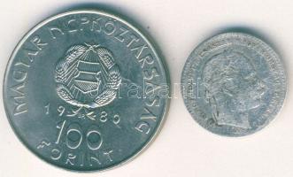 1869KB 20kr Ag T:4 + 1980. 100Ft "Szovjet-magyar közös űrrepülés" T:2