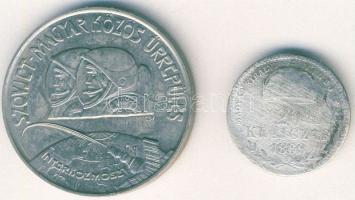 1869KB 20kr Ag T:4 + 1980. 100Ft "Szovjet-magyar közös űrrepülés" T:2