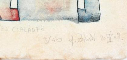 ef.Zámbó (efZámbó) István (1950-): I. grafikai mappa, 2008. 15 db computer print, merített papír, je...