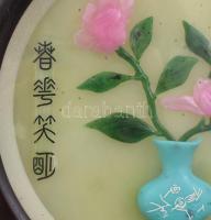 2db kínai falikép, jelzett, üvegezett keretben. d:19,5cm