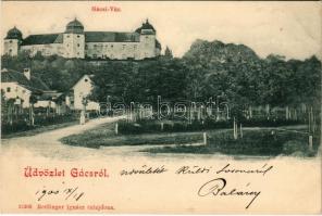 1900 Gács, Halic; vár. Redlinger Ignác kiadása 21303. / castle / Hrad (EK)