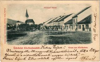 1899 (Vorläufer) Kisszeben, Sabinov; Fő utca, templom. Stehr Gusztáv kiadása / main street, church