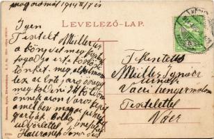 1914 Körmöcbánya, Kremnitz, Kremnica; Fő tér, Szentháromság szobor. Holzmann Gyula kiadása / main sq...