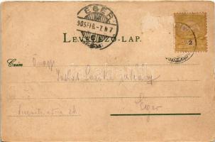 1905 Körmöcbánya, Kremnitz, Kremnica; Vadászkürt szálloda, tó. Paxner J. és Biron H. kiadása / hotel...