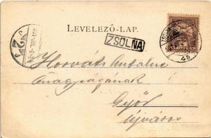 1901 Liptószentmiklós, Liptovsky Mikulás; Tátra / Tatry + "ZSOLNA-POZSONY 48. SZ." vasúti ...