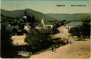 1910 Nagyrőce, Gross-Rauschenbach, Velká Revúca; Fő tér, Murányi utca, templom. Lévai Izsó kiadása / square, street, church (EB)