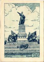 Arad, Kossuth szobor. Kiadja a Délvidéki Egyetemi és Főiskolai Hallgatók Egyesülete / statue, monument, irredenta art postcard s: Lamoss (EK)