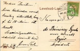 1915 Nyitra, Nitra; Igazságügyi palota este / palace of justice at night