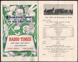 1953 Magyarország-Anglia, a legendás 6:3-as labdarúgó mérkőzés meccsfüzete, és egy belépőjegy a Wemb...