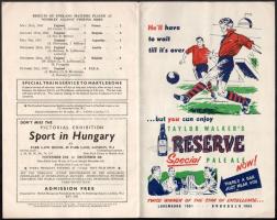 1953 Magyarország-Anglia, a legendás 6:3-as labdarúgó mérkőzés meccsfüzete, és egy belépőjegy a Wemb...