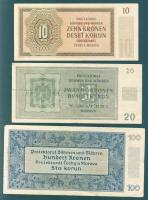 Német 3. Birodalom/Cseh-Morva Protektorátus/német megszállás 1940-44. 10K, 20K, 100K T:II/III,III
