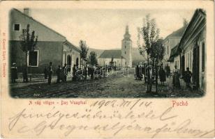 1902 Puhó, Púchov; Vág völgye, utca, templom. Gansel Lipót 40. / Waagthal / Váh river valley, street, church (EK)