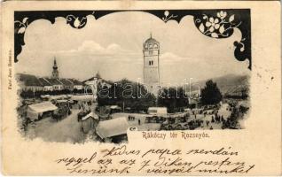 1901 Rozsnyó, Roznava; Rákóczy tér, piac. Falvi Jenő kiadása / market. Art Nouveau (EK)