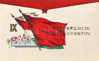 1974-1978 Szocreál plakát-, oklevél-, bélyeg-, stb. tervek, kézzel készült egyedi grafikák, némelyik...