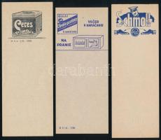 cca 1930-1940 3 db számolócédula (Schmoll Pasta, Ceres Schicht, Chvála gazdinky)