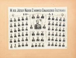 1941 M. kir. József nádor 2. honvéd gyalogezred tisztikara, kartonra kasírozott fotó, sérült karton, 18×25 cm