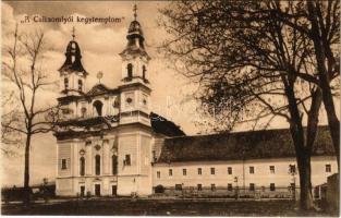 Csíksomlyó, Sumuleu Ciuc; Kegytemplom. Gust és Puskás fényképészete kiadása / pilgrimage church (ázott sarok / wet corner)