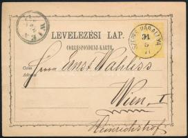 1871 Díjjegyes levelezőlap / PS-card "SZEPES VÁRALLYA" - "WIEN"