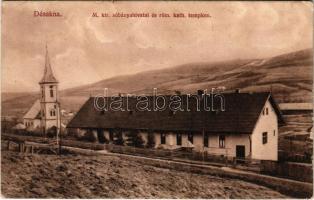 1917 Désakna, Ocna Dejului; M. kir. sóbányahivatal és római katolikus templom. Moskovitz Vilmos kiadása / salt mine office and church (lyuk / pinhole)