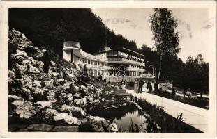 1948 Trencsénteplic, Trencianske Teplice; Lesné termálne kúpalisko Zelenej zabe s alpiniom / fürdő / spa, bath