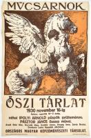 1930 Műcsarnok Őszi Tárlat plakát, litográfia, papír, hajtásnyomokkal, kisebb szakadásokkal, 94x62 cm