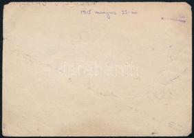 1915.V.22 Akasztott ember I. világháborús magyar katonák körében, hátoldalán datált vintage fotó, te...