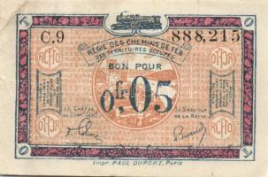 Német Birodalom/Weimari Köztársaság/megszállt (francia) Rajna-vidék/Francia-belga vasúttársaság 1923. 0,05Fr T:II