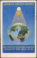 1938 Bp., XXXIV. Nemzetközi Eucharisztikus Kongresszus kétoldalas, illusztrált reklámlapja, Szilágyi...