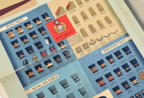 Brit katonai rangjelzések, kitüntetések plakát. Hajtva. 75x50 cm