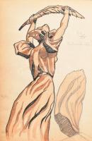 cca 1952 Vázlatfüzet benne rajzokkal, bejegyzésekkel, beragasztott nyomtatványokkal, Bihácsi György ...