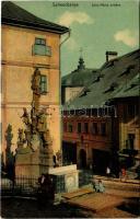 Selmecbánya, Banská Stiavnica; Szűz Mária szobor, tér. Joerges kiadása 1909. / monument, square