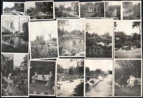 cca 1920-1930 Budapest, Orom utca 24., képek az épületről, annak kertjéről, családi életképek a kertben, stb., vegyes fotó tétel