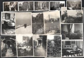 cca 1920-1930 Budapest, Orom utca 24., képek az épületről, annak kertjéről, családi életképek a kert...