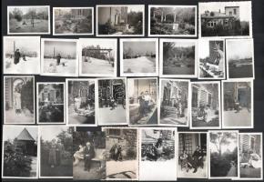 cca 1920-1930 Budapest, Orom utca 24., képek az épületről, annak kertjéről, családi életképek a kert...