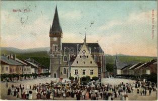 1906 Bártfa, Bardiov, Bardejov; Fő tér, ünnepség a régi városháza előtt / main square, festival in front of the old town hall