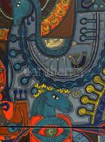 Honty Márta (1940-2004): Álom. Tűzzománc, fémlemez. Jelezve jobbra lent. Hátoldalán autográf felirat...