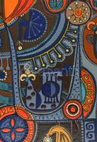 Honty Márta (1940-2004): Álom. Tűzzománc, fémlemez. Jelezve jobbra lent. Hátoldalán autográf felirat...